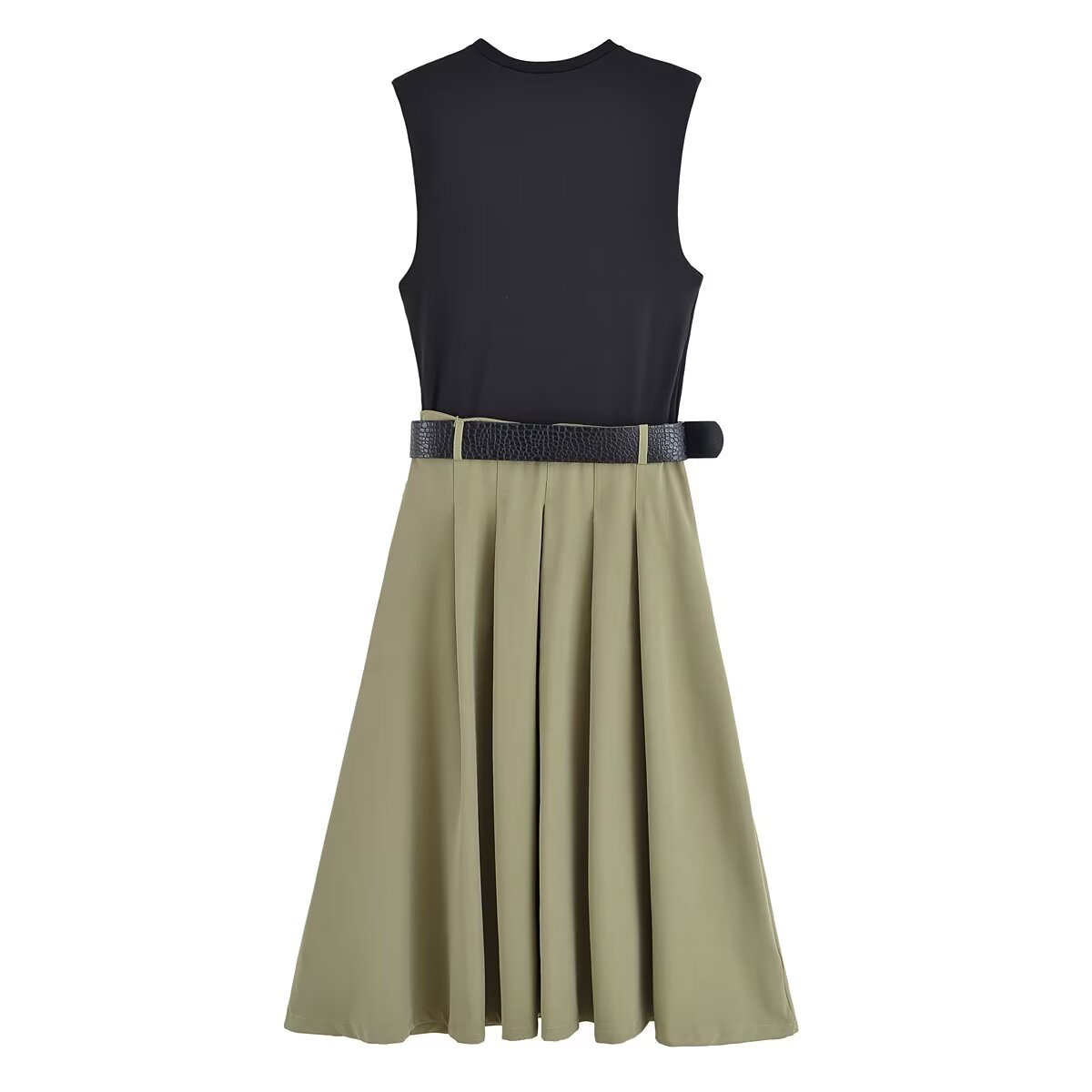 Round neck sleeveless matching requires patchwork dress for women's skirts - Image 4