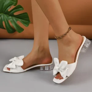 Bow Open Toe Block Heel Sandals