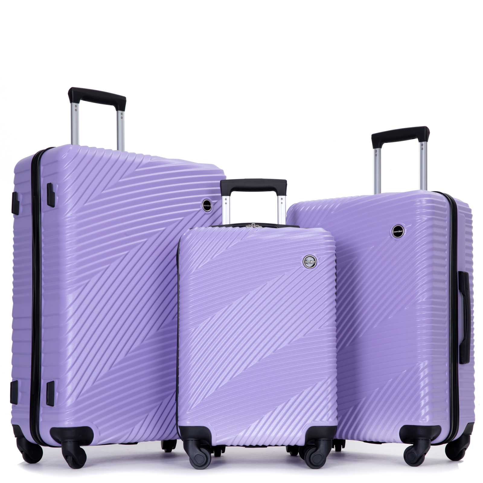 3 Piece Luggage Sets PC+ABS Lightweight Suitcase with Two Hooks Spinner Wheels (20/24/28) Light Purple - Image 2